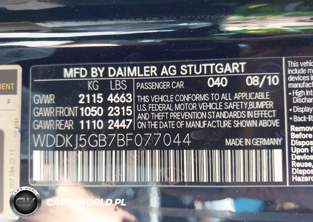 2011 Mercedes-Benz E 350 VIN:WDDKJ5GB7BF077044 - 9