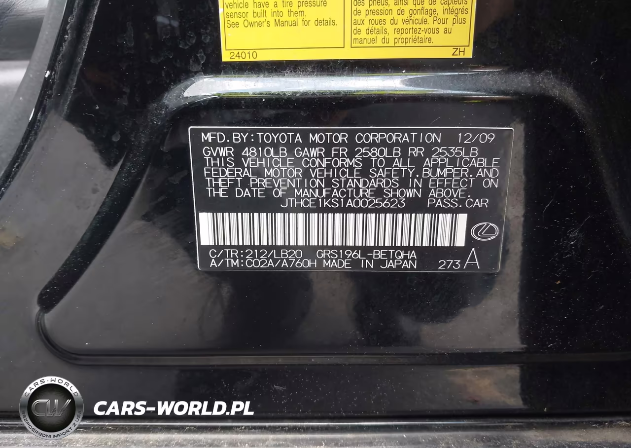 2010 Lexus Gs 350 VIN:JTHCE1KS1A0025623 - 9
