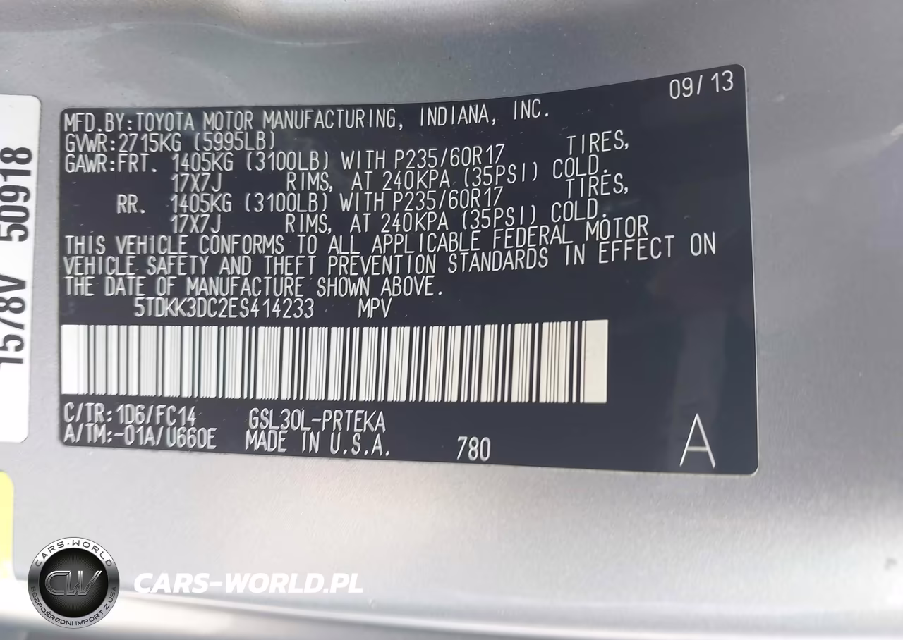 2014 Toyota Sienna Le V6 8 Passenger VIN:5TDKK3DC2ES414233 - 9