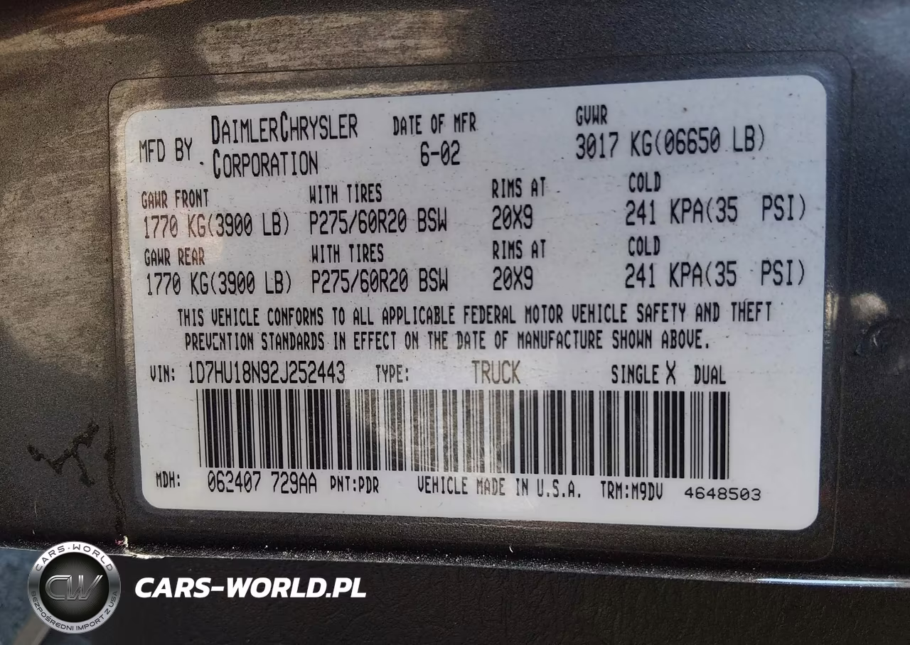 2002 Dodge Ram 1500 St VIN:1D7HU18N92J252443 - 9