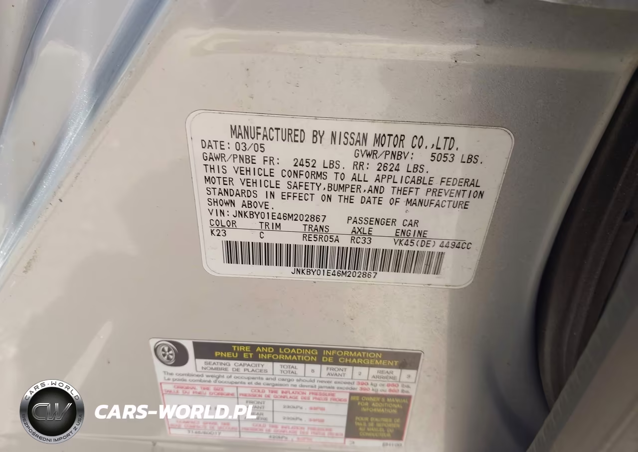 2006 Infiniti M45 VIN:JNKBY01E46M202867 - 9