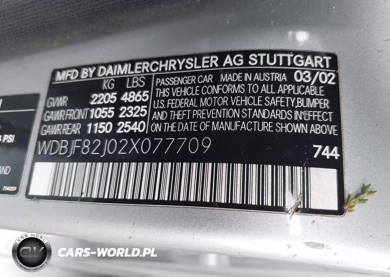 2002 Mercedes-Benz E 320 4M-4M Special Edition VIN:WDBJF82J02X077709 - 9