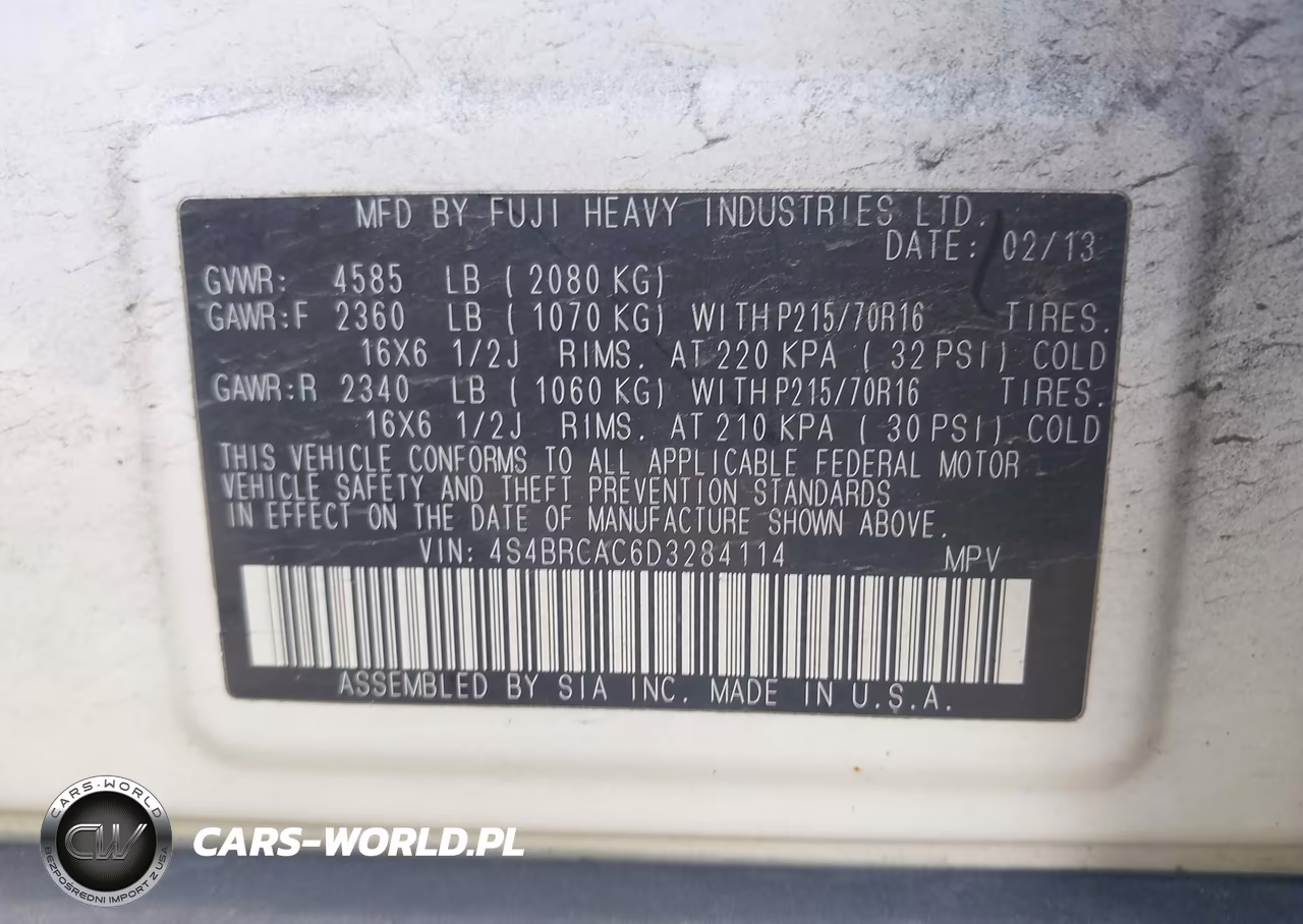 2013 Subaru Outback 2.5I VIN:4S4BRCAC6D3284114 - 9
