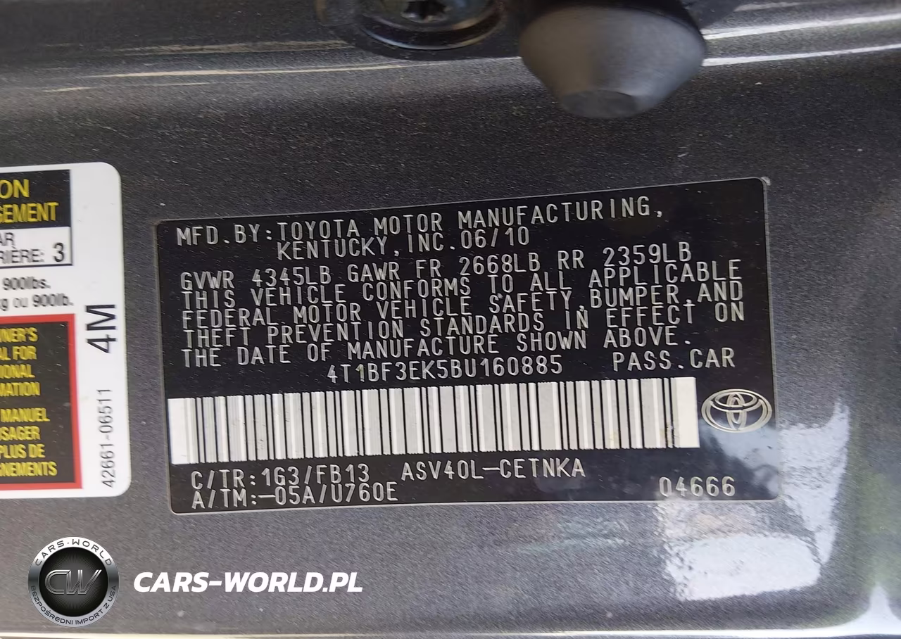 2011 Toyota Camry Le VIN:4T1BF3EK5BU160885 - 9