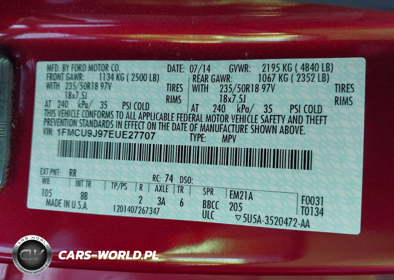 2014 Ford Escape Titanium VIN:1FMCU9J97EUE27707 - 9