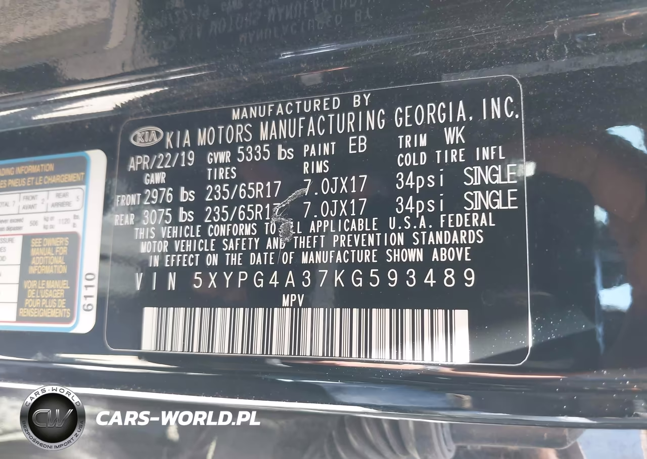 2019 Kia Sorento 2.4L L VIN:5XYPG4A37KG593489 - 9