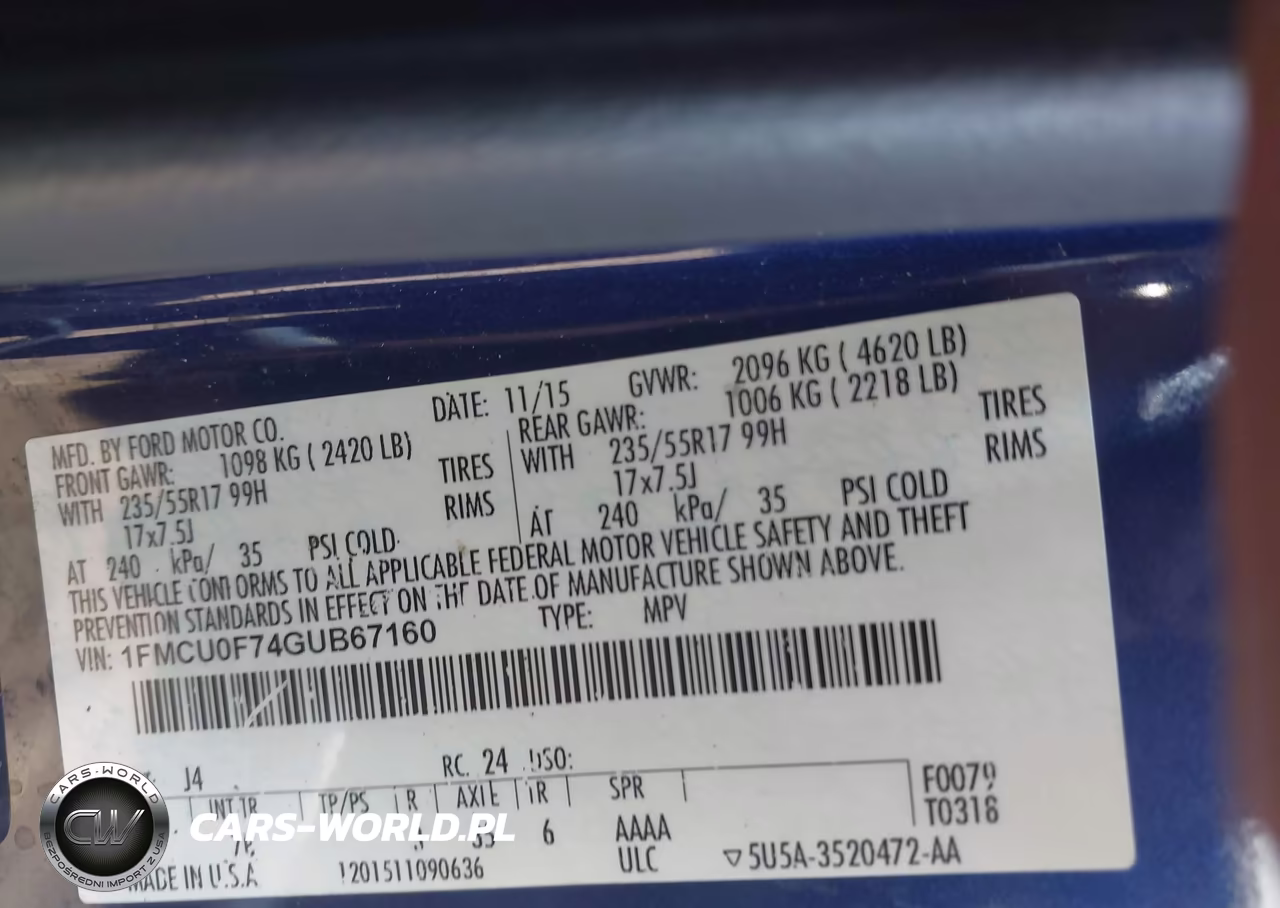2016 Ford Escape S VIN:1FMCU0F74GUB67160 - 9