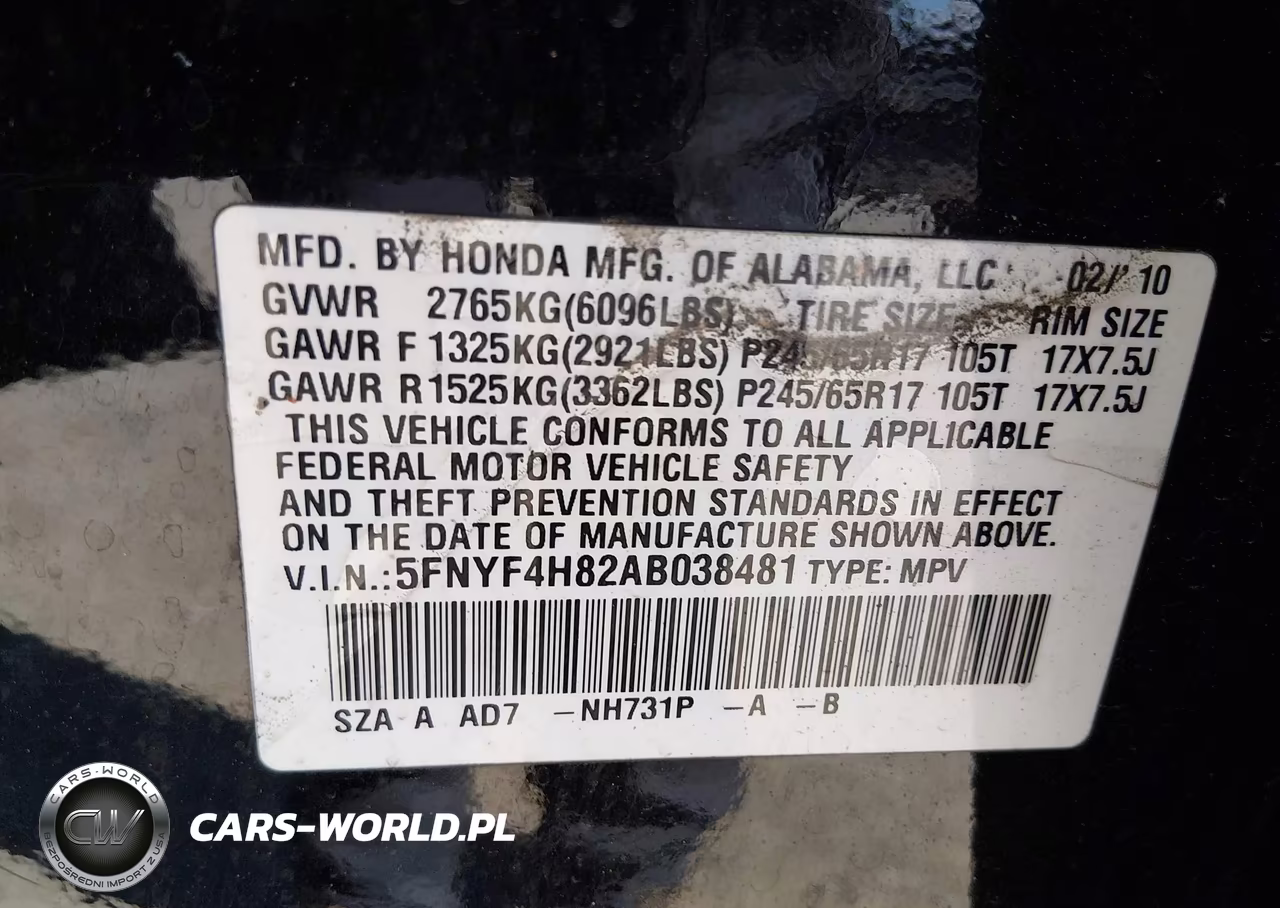 2010 Honda Pilot Touring VIN:5FNYF4H82AB038481 - 9