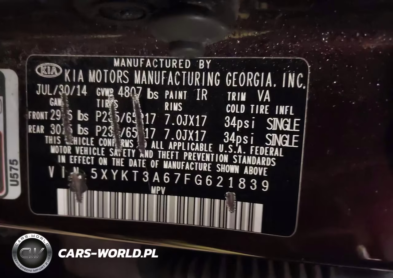 2015 Kia Sorento Lx VIN:5XYKT3A67FG621839 - 9