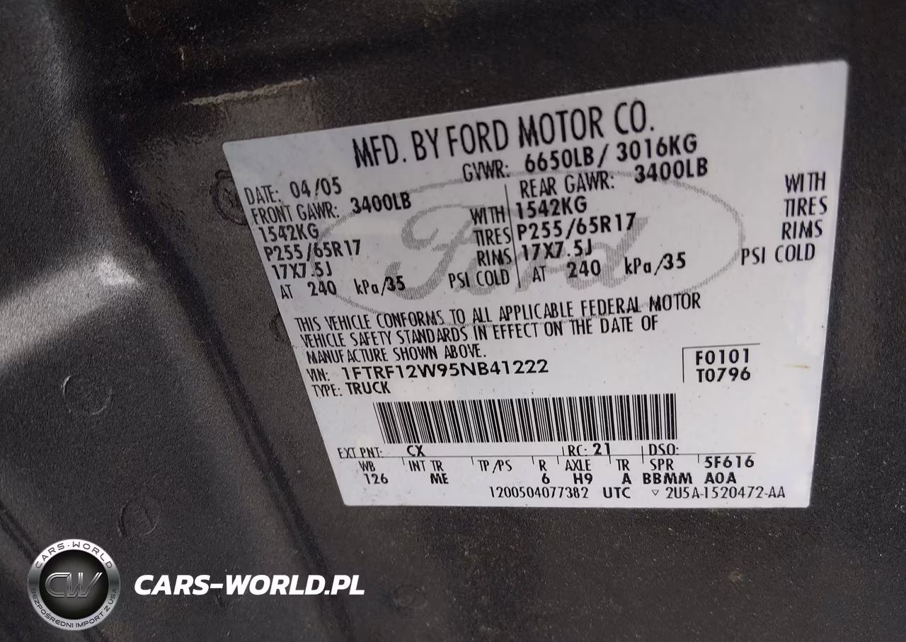 2005 Ford F-150 Stx-Xl-Xlt VIN:1FTRF12W95NB41222 - 9