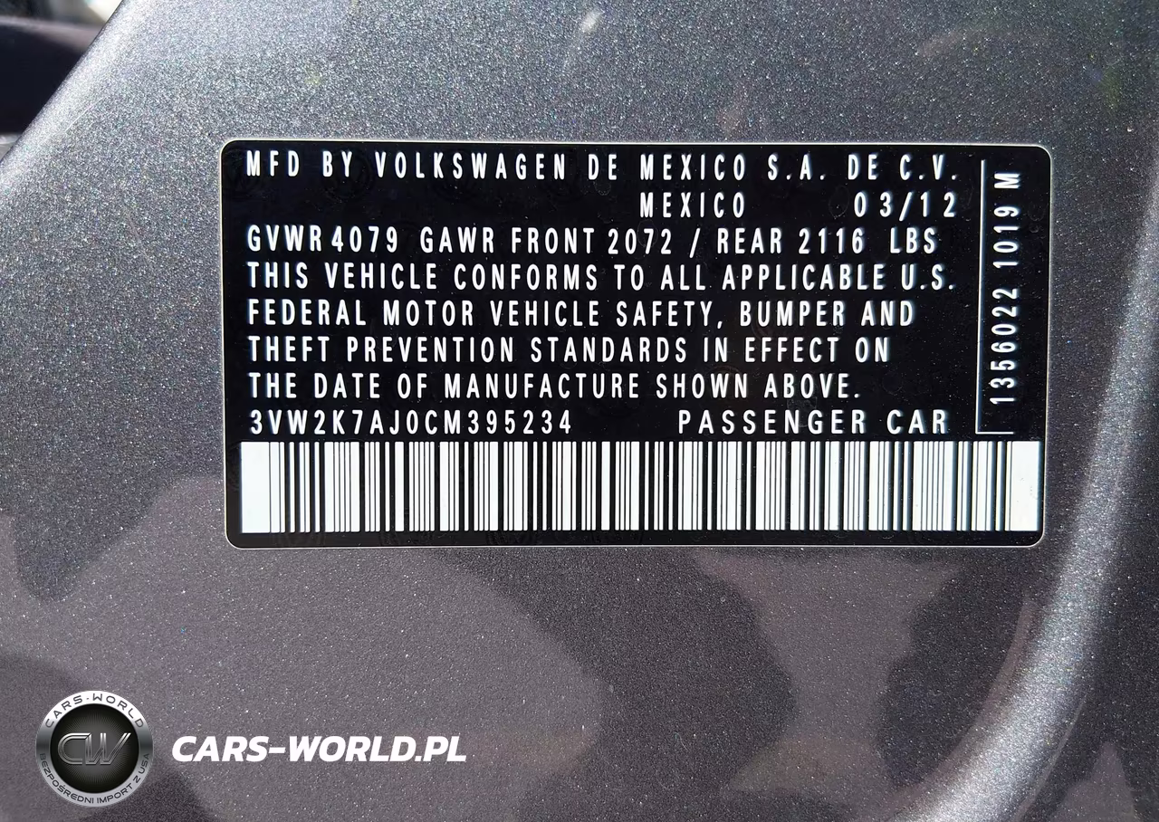 2012 Volkswagen Jetta 2.0L S VIN:3VW2K7AJ0CM395234 - 9