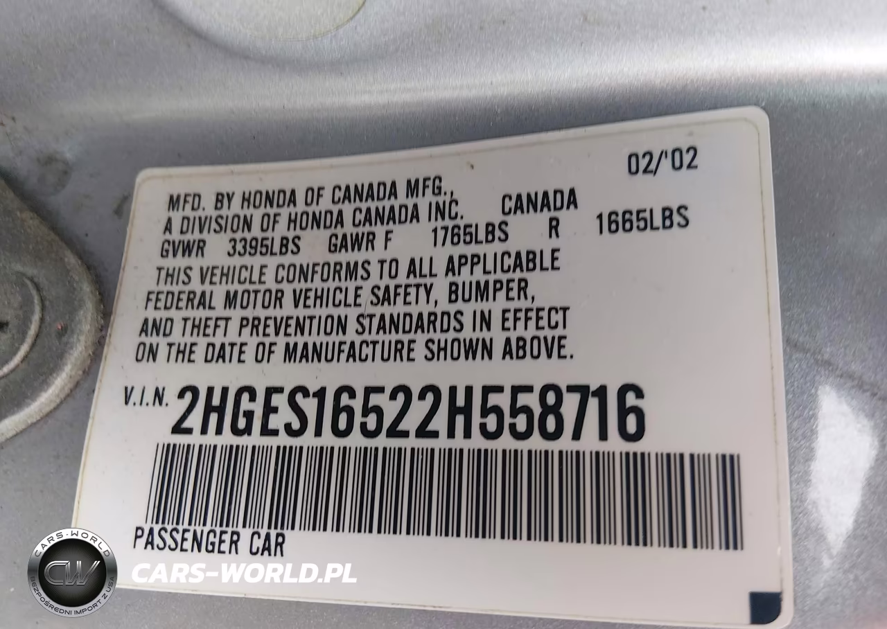2002 Honda Civic Lx VIN:2HGES16522H558716 - 9