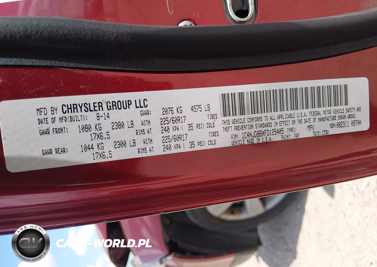 2015 Jeep Compass Sport VIN:1C4NJDBBXFD125405 - 9