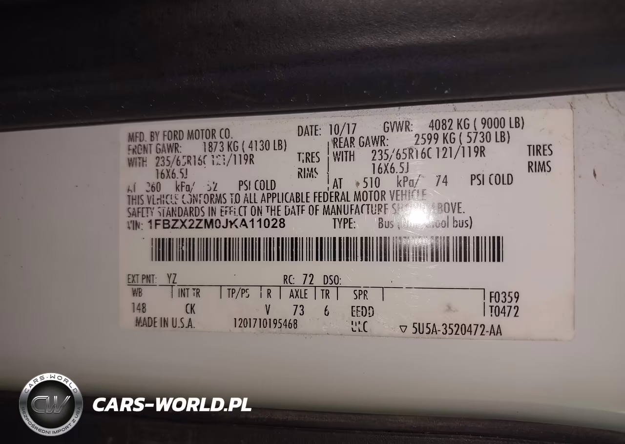 2018 Ford Transit-350 Xl-Xlt VIN:1FBZX2ZM0JKA11028 - 8