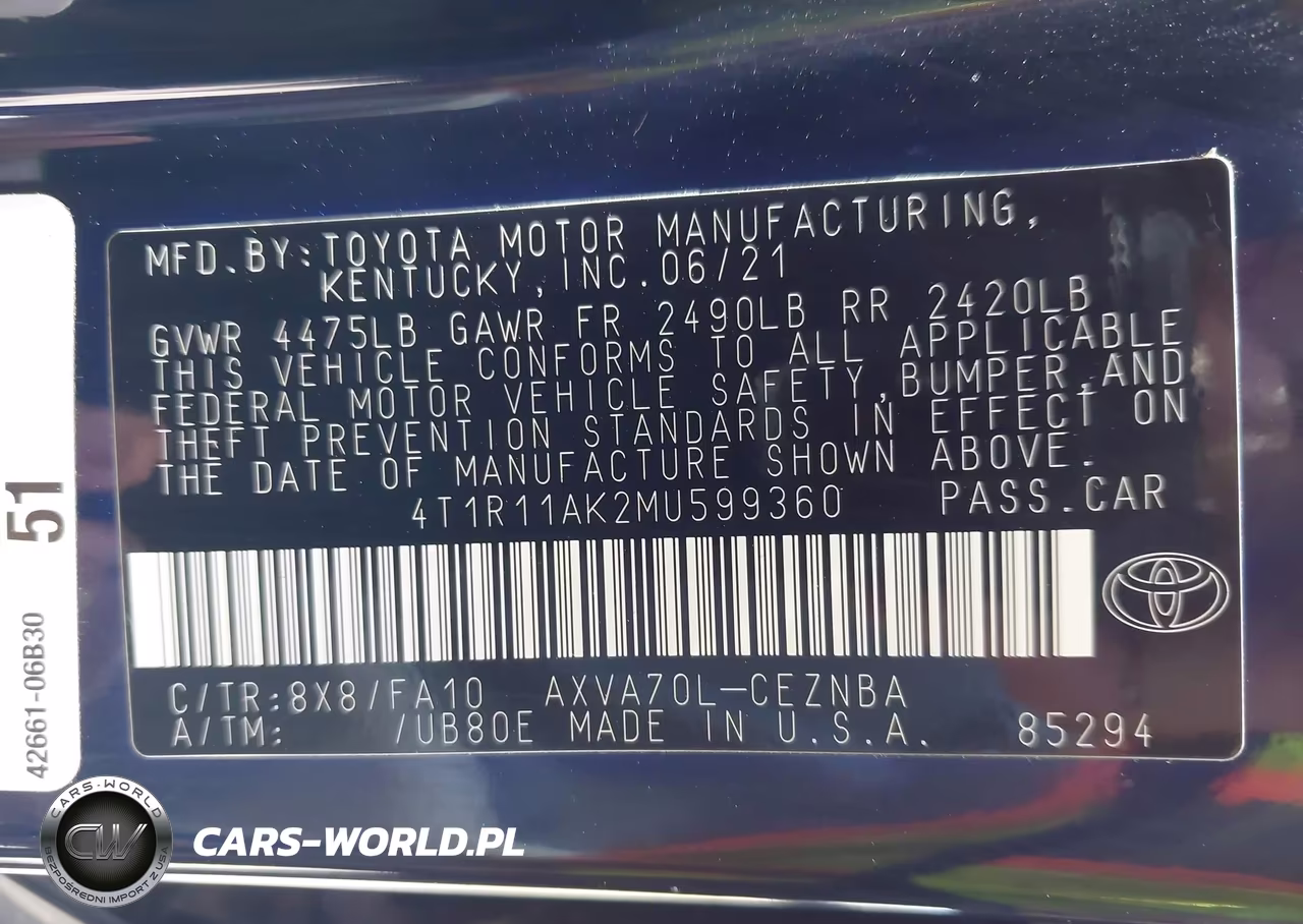 2021 Toyota Camry Le VIN:4T1R11AK2MU599360 - 9