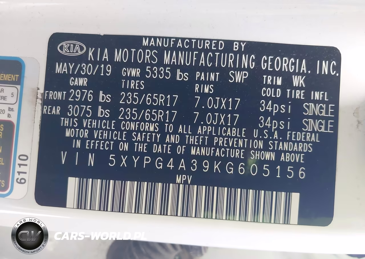 2019 Kia Sorento 2.4L L VIN:5XYPG4A39KG605156 - 9