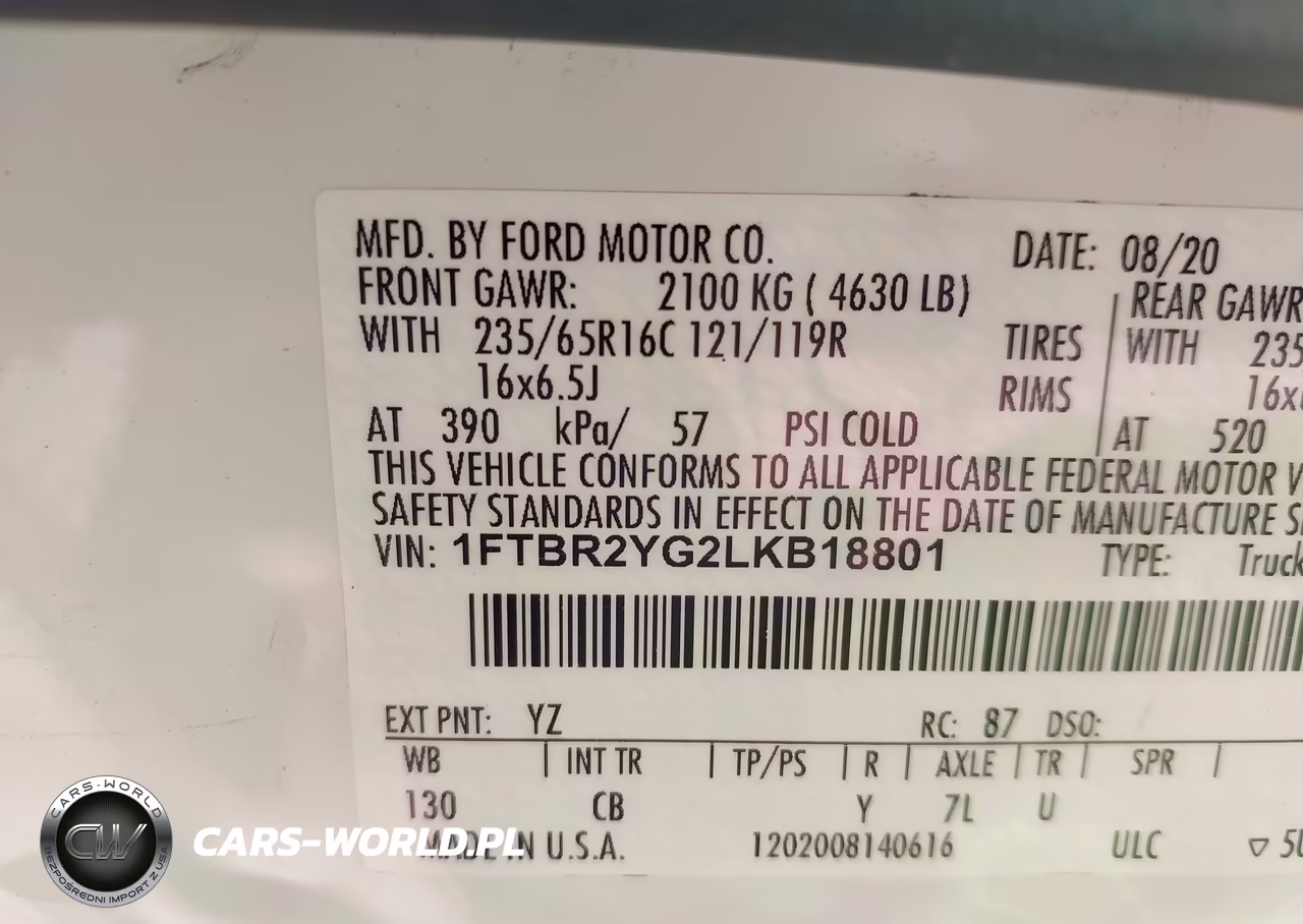 2020 Ford Transit-250 VIN:1FTBR2YG2LKB18801 - 9