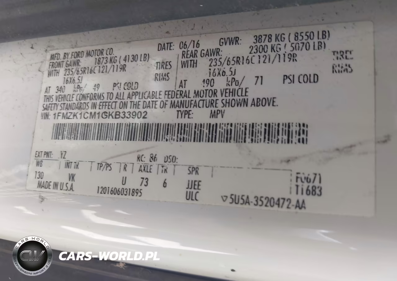 2016 Ford Transit-150 Xl-Xlt VIN:1FMZK1CM1GKB33902 - 9