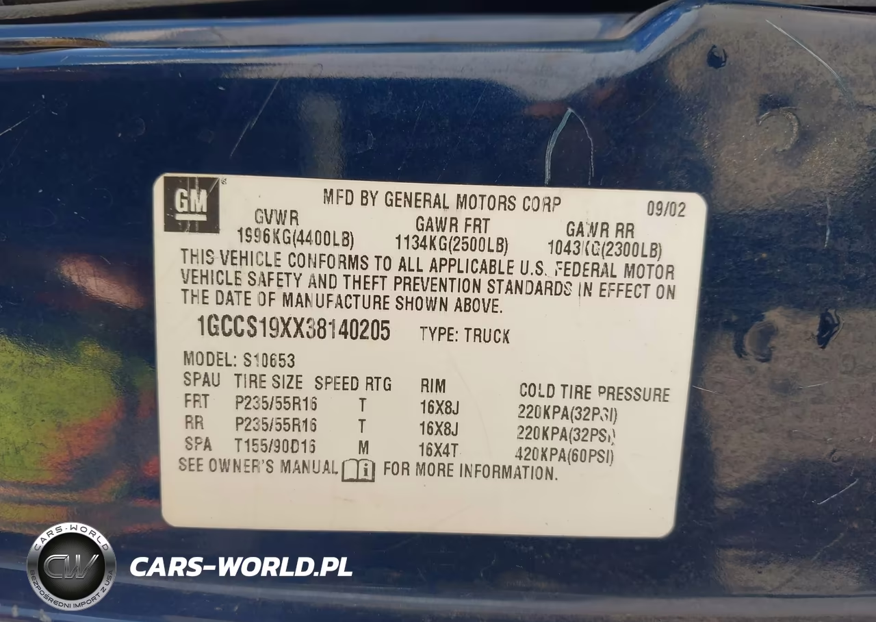 2003 Chevrolet S-10 Ls VIN:1GCCS19XX38140205 - 9