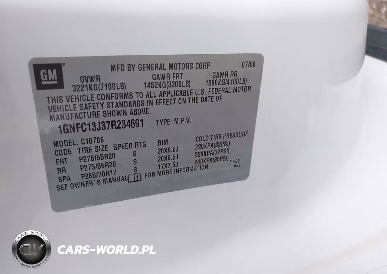 2007 Chevrolet Tahoe Lt VIN:1GNFC13J37R234691 - 9
