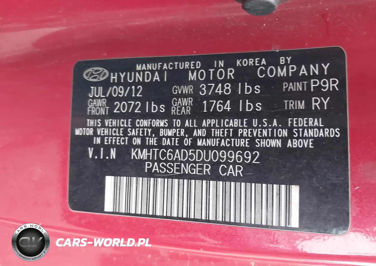 2013 Hyundai Veloster Base W-Gray VIN:KMHTC6AD5DU099692 - 9