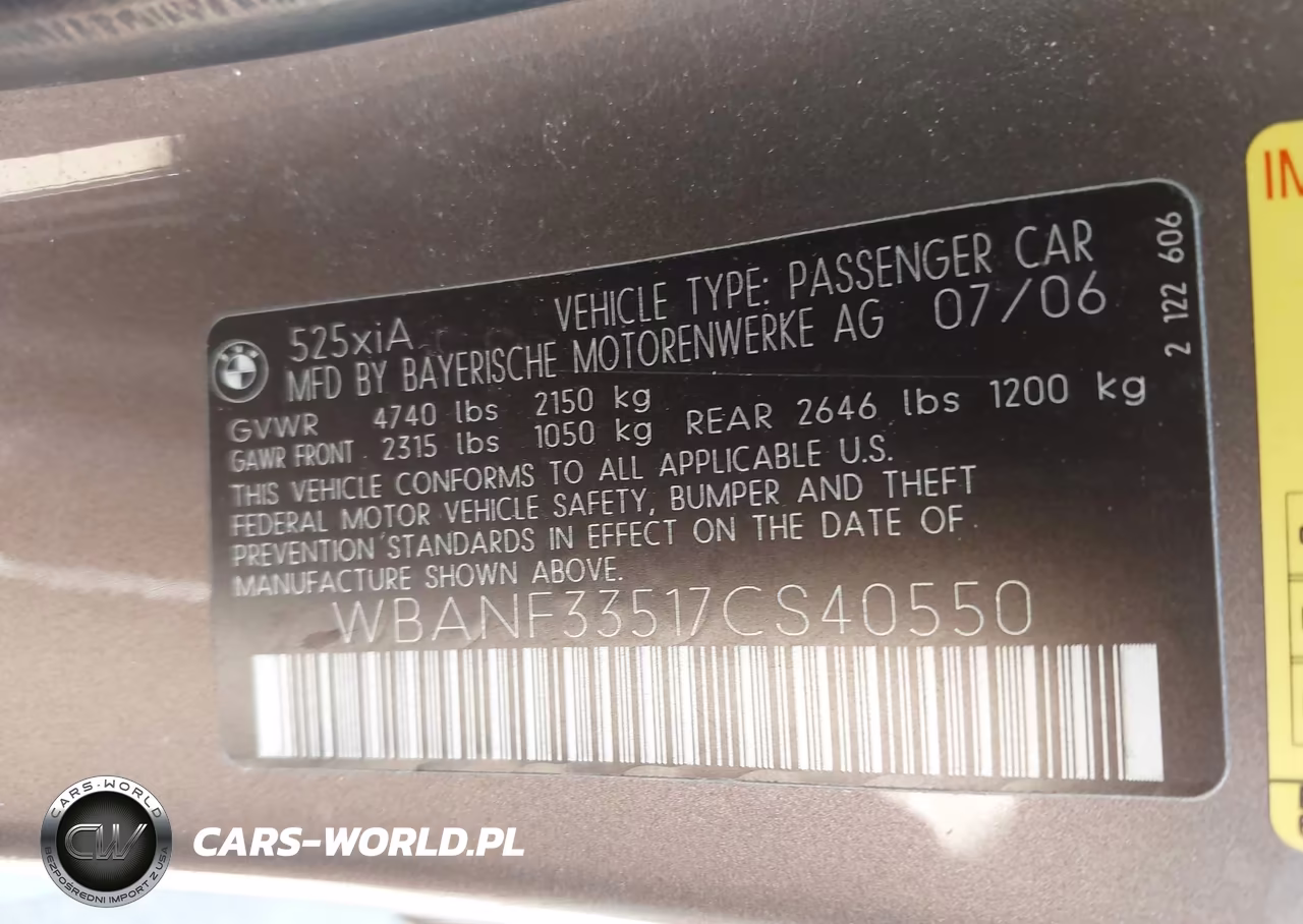 2007 BMW 525Xi VIN:WBANF33517CS40550 - 9