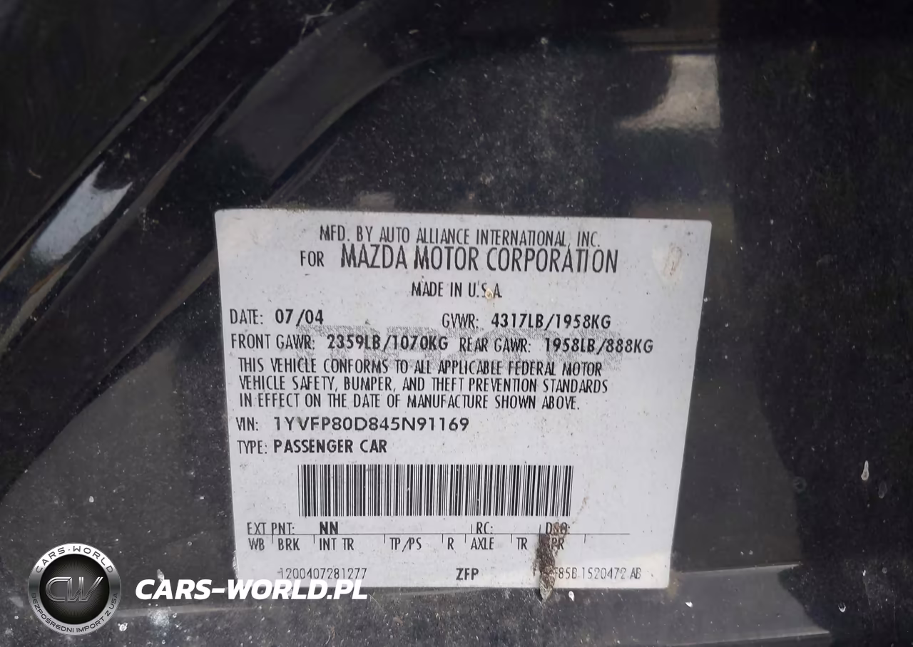 2004 Mazda Mazda6 S VIN:1YVFP80D845N91169 - 9