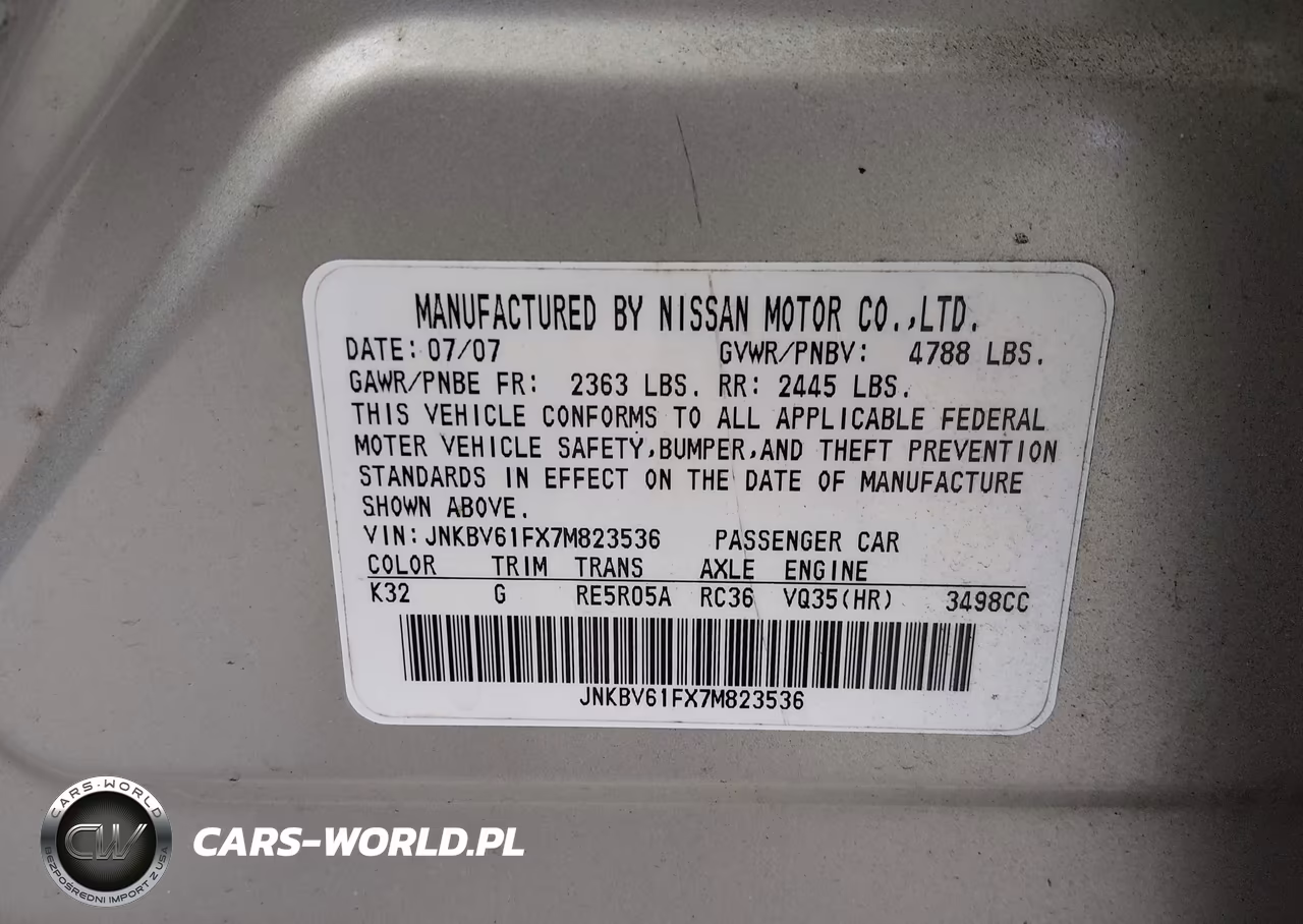 2007 Infiniti G35X VIN:JNKBV61FX7M823536 - 9