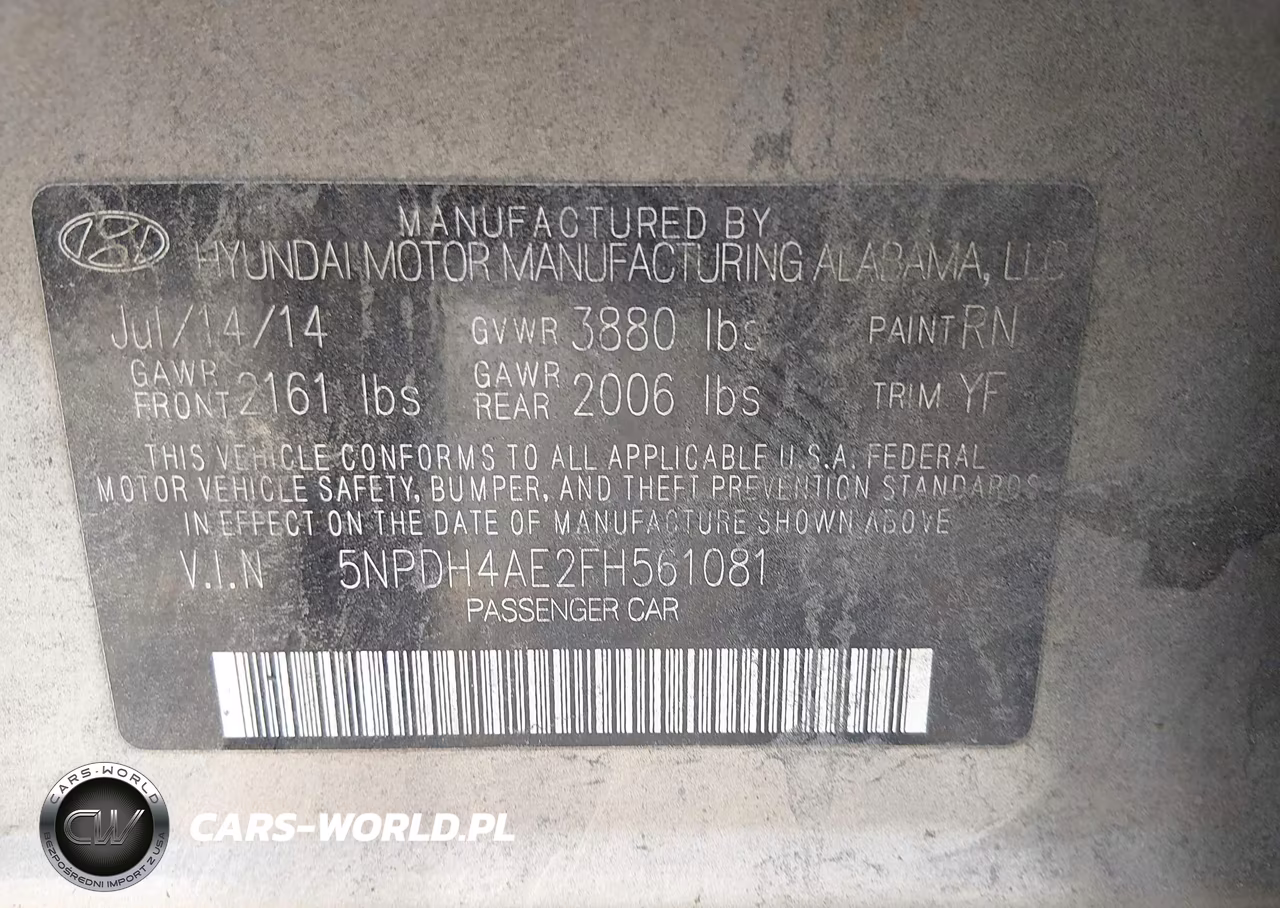 2015 Hyundai Elantra Se VIN:5NPDH4AE2FH561081 - 9
