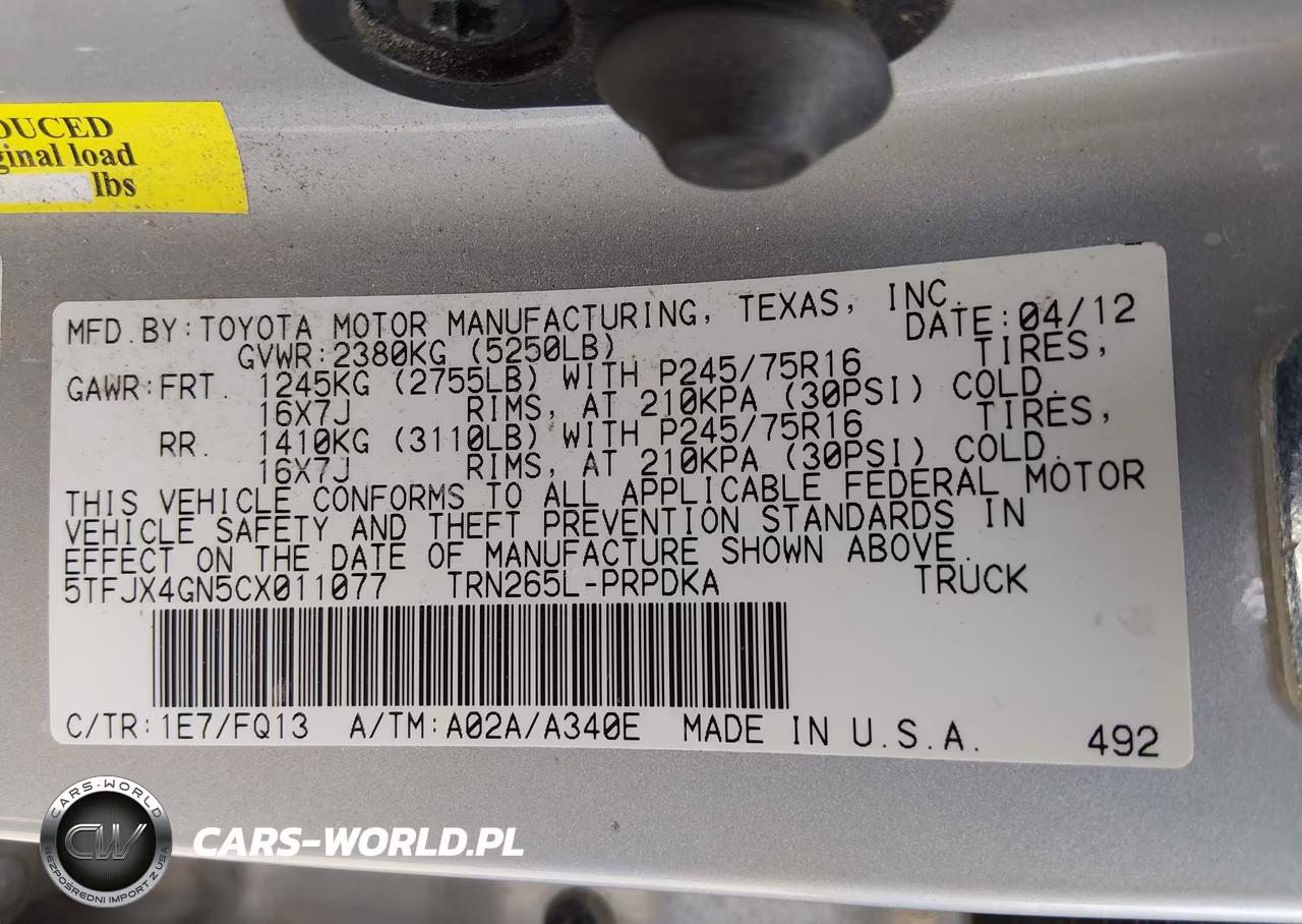 2012 Toyota Tacoma Prerunner VIN:5TFJX4GN5CX011077 - 9