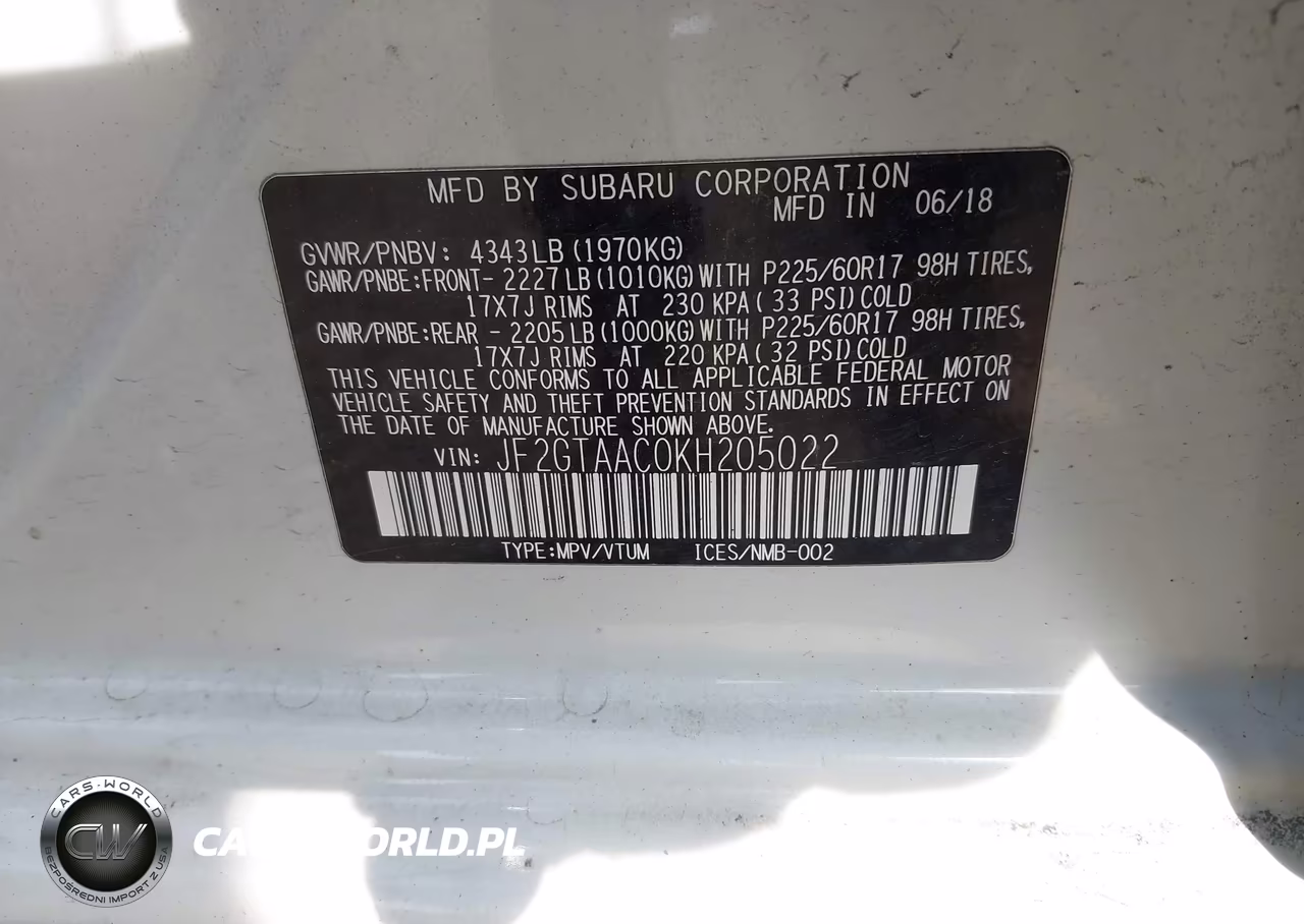 2019 Subaru Crosstrek 2.0I VIN:JF2GTAAC0KH205022 - 9