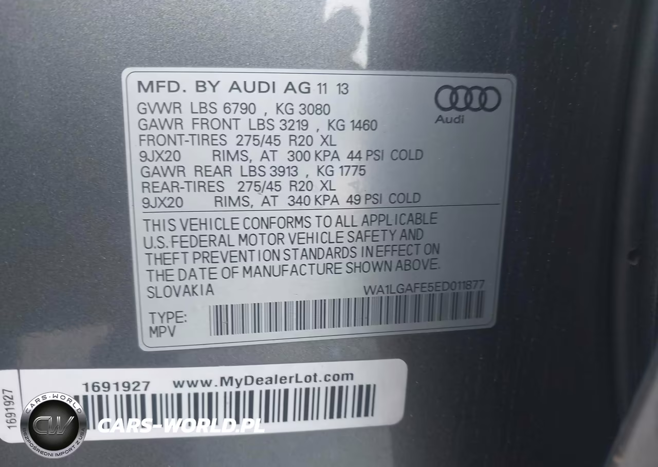 2014 Audi Q7 3.0T Premium VIN:WA1LGAFE5ED011877 - 9