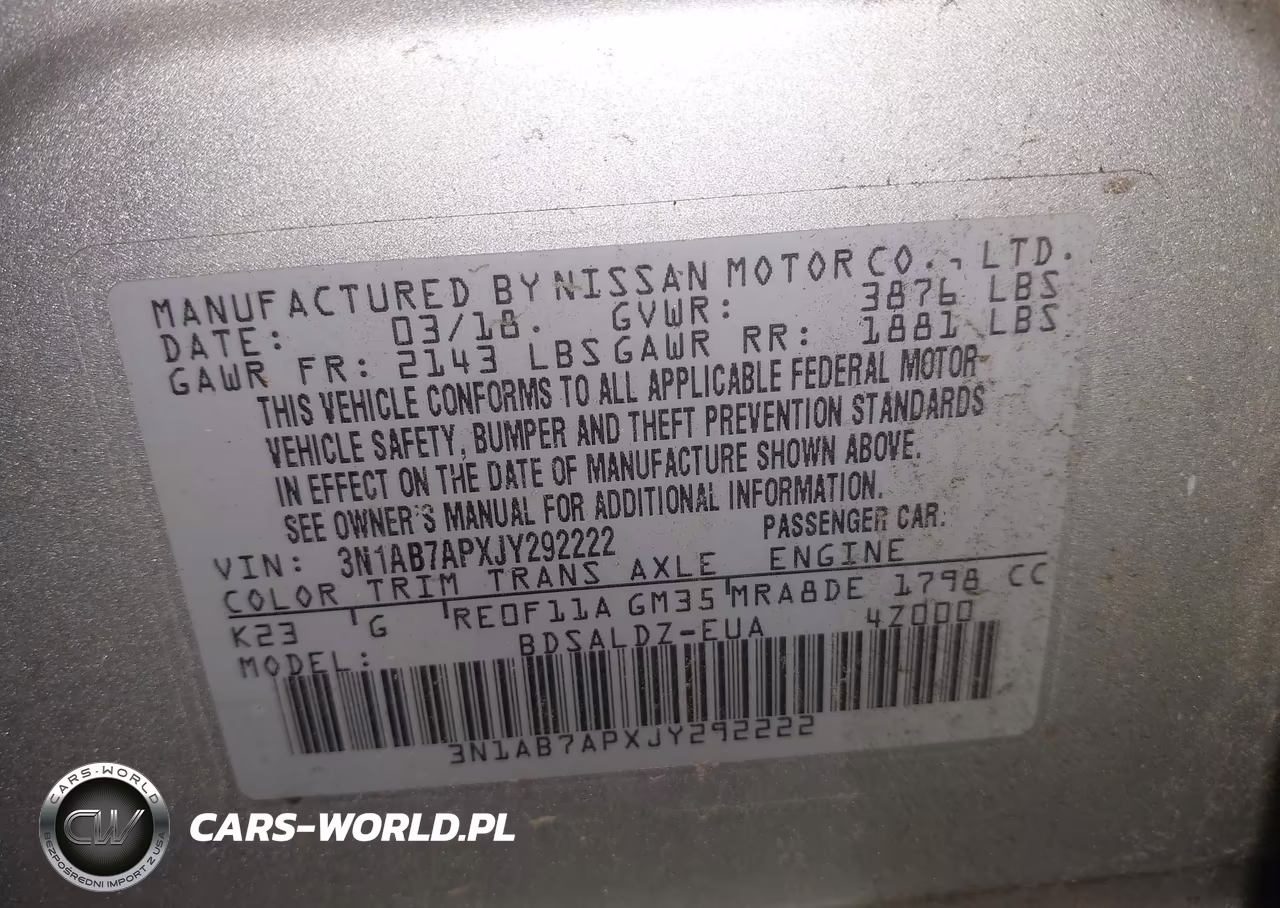 2018 Nissan Sentra Sv VIN:3N1AB7APXJY292222 - 9