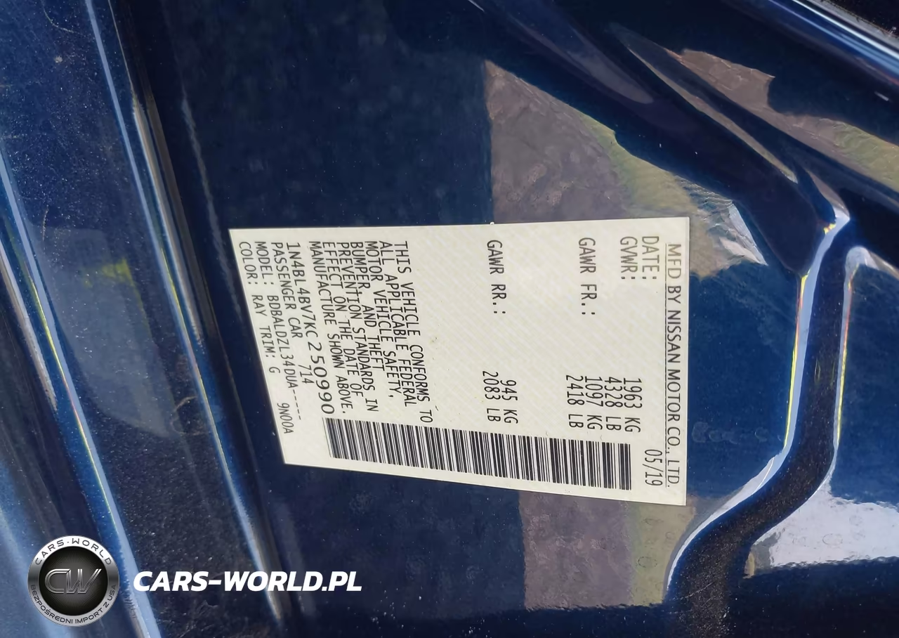 2019 Nissan Altima 2.5 S VIN:1N4BL4BV7KC250990 - 9