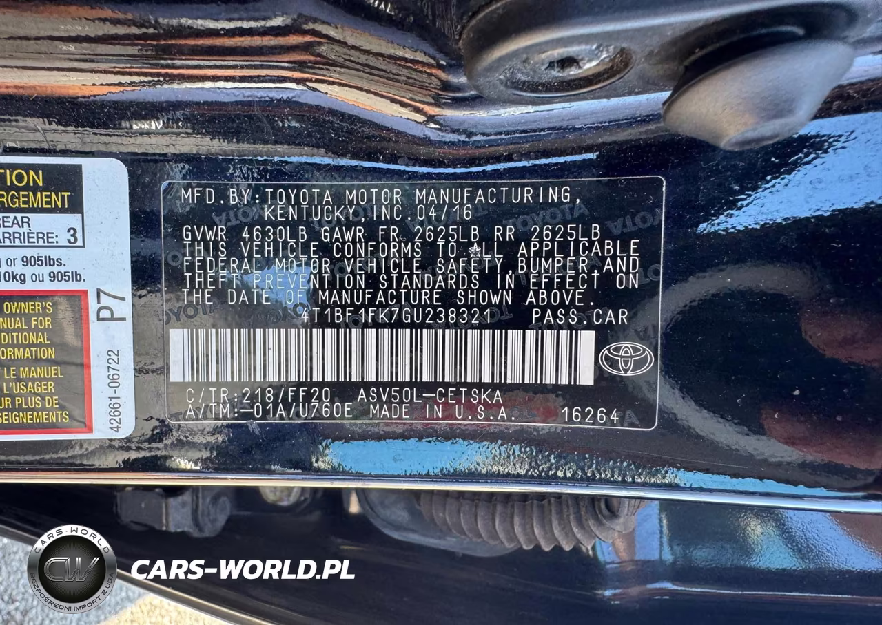2016 Toyota Camry Se VIN:4T1BF1FK7GU238321 - 9