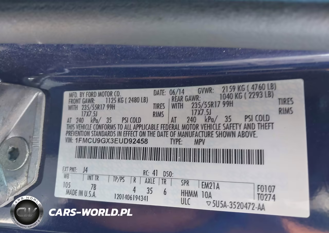 2014 Ford Escape Se VIN:1FMCU9GX3EUD92458 - 9