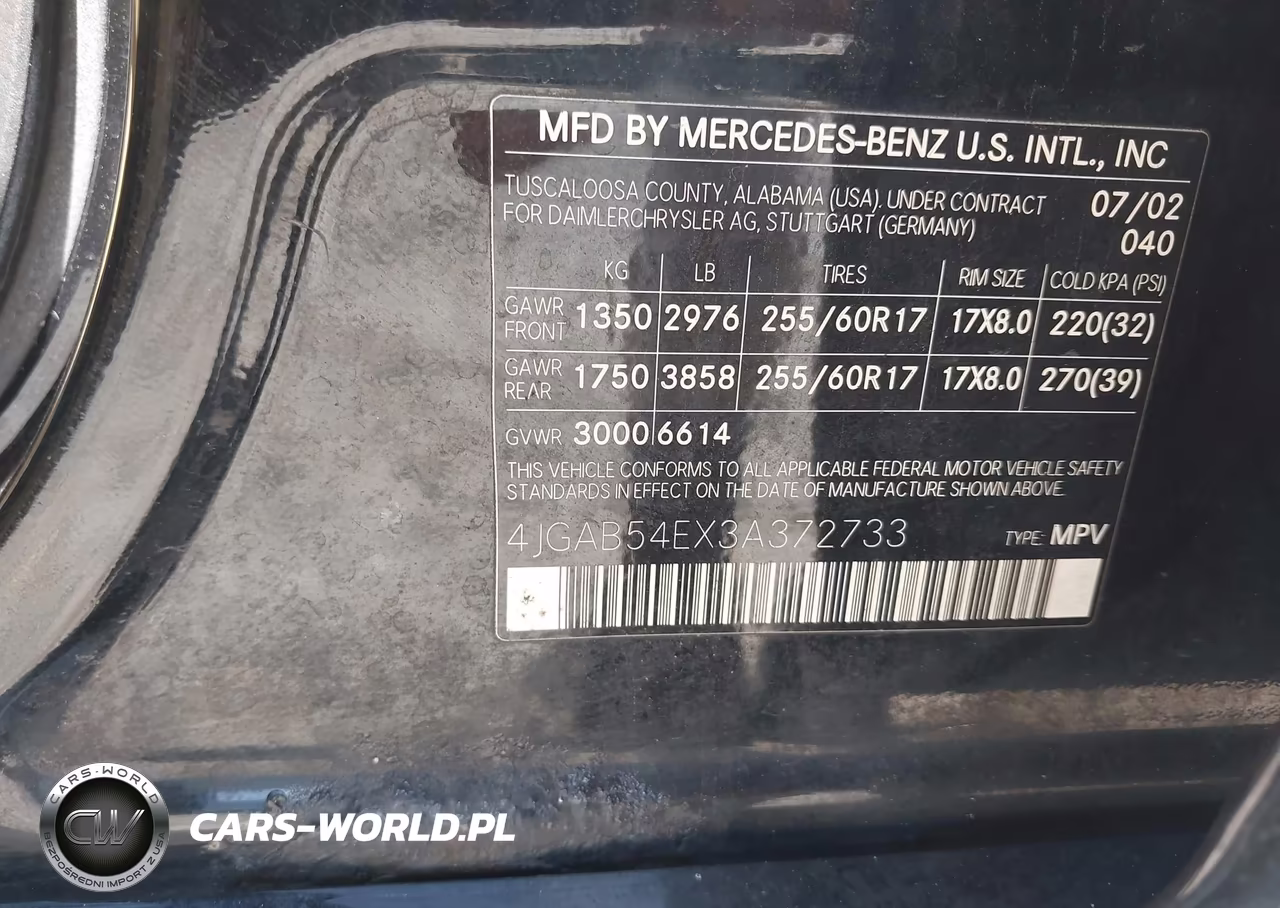 2003 Mercedes-Benz Ml 320 VIN:4JGAB54EX3A372733 - 9