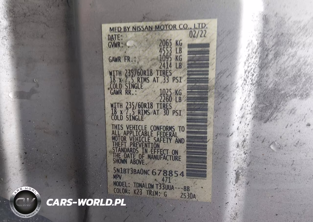 2022 Nissan Rogue Sv Fwd VIN:5N1BT3BA0NC678854 - 9