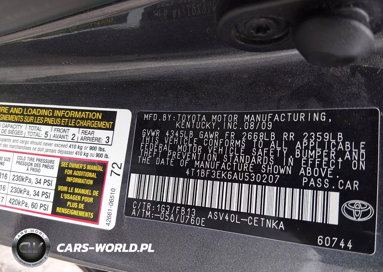 2010 Toyota Camry Le VIN:4T1BF3EK6AU530207 - 9