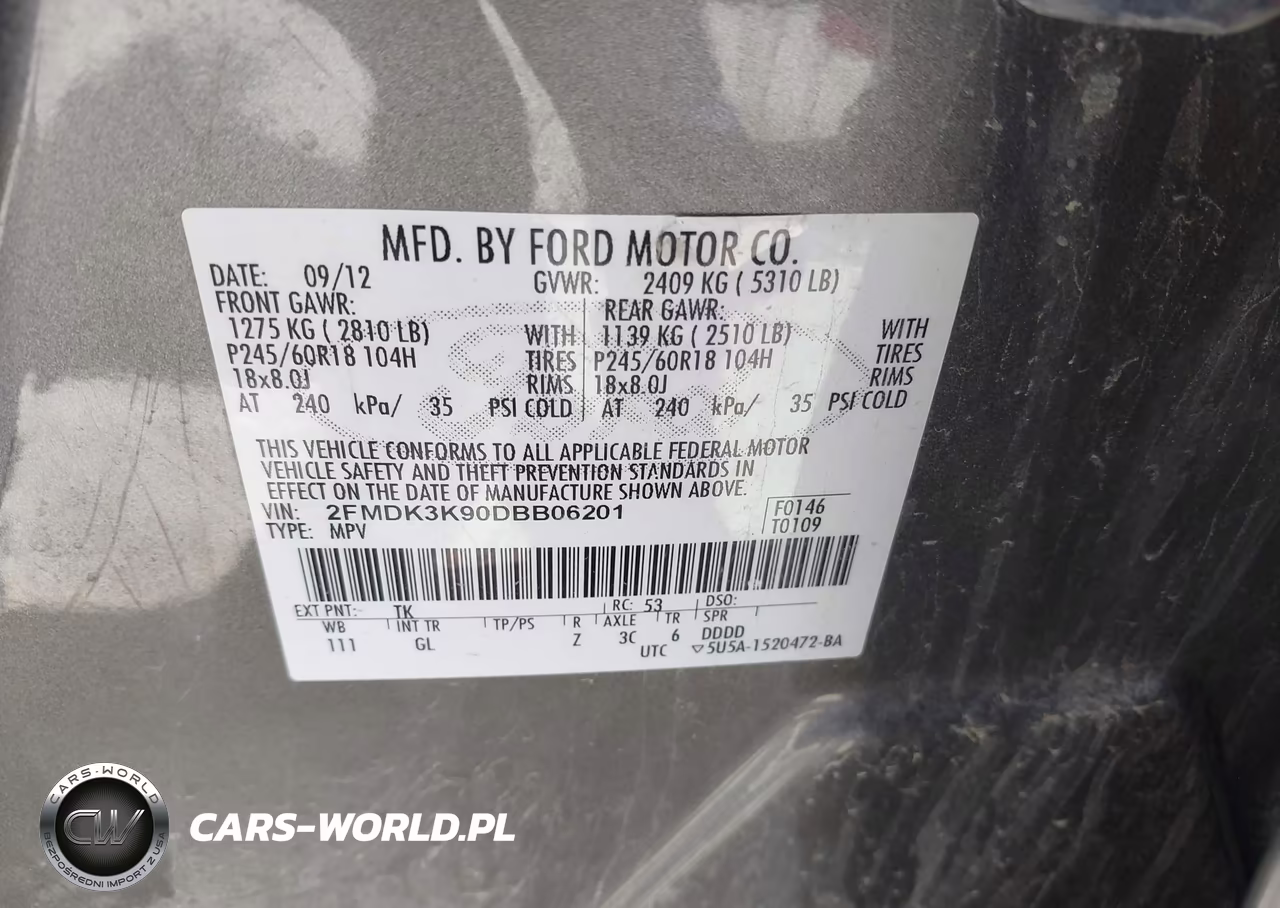 2013 Ford Edge Limited VIN:2FMDK3K90DBB06201 - 9