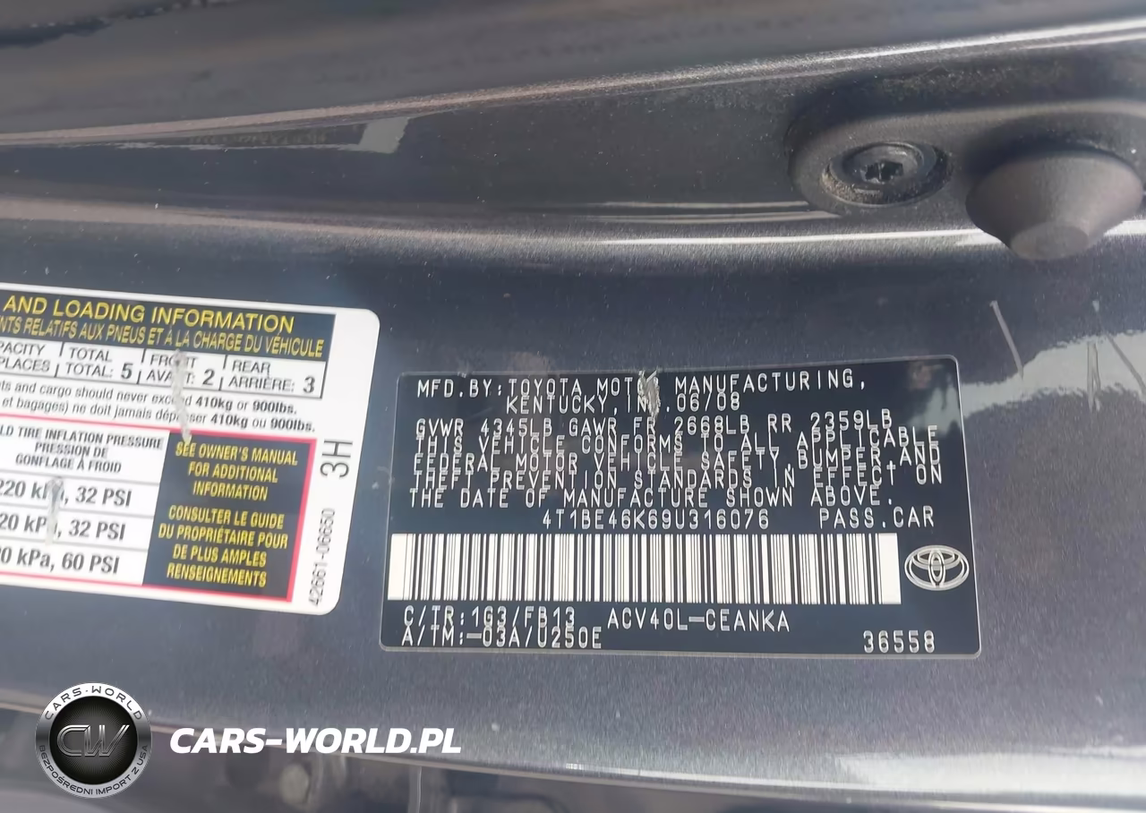 2009 Toyota Camry Le VIN:4T1BE46K69U316076 - 9