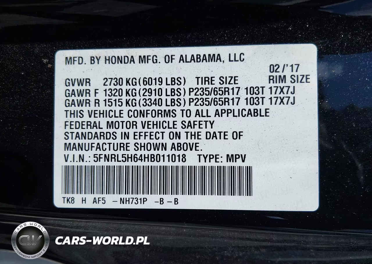 2017 Honda Odyssey Ex-L VIN:5FNRL5H64HB011018 - 9