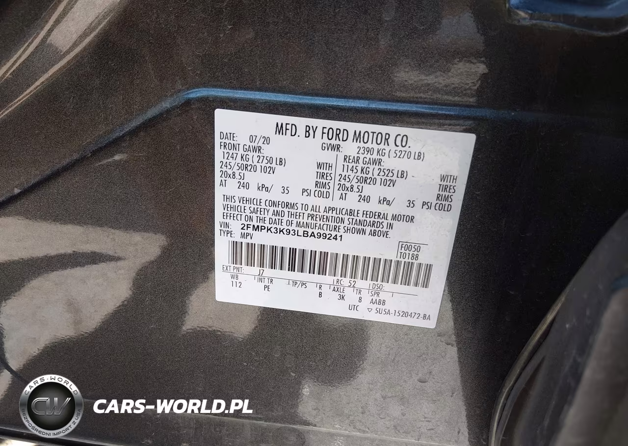 2020 Ford Edge Titanium VIN:2FMPK3K93LBA99241 - 9