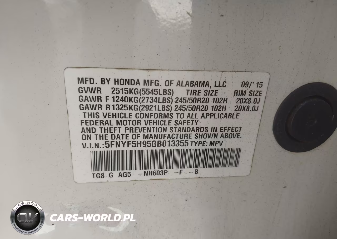 2016 Honda Pilot Touring VIN:5FNYF5H95GB013355 - 9