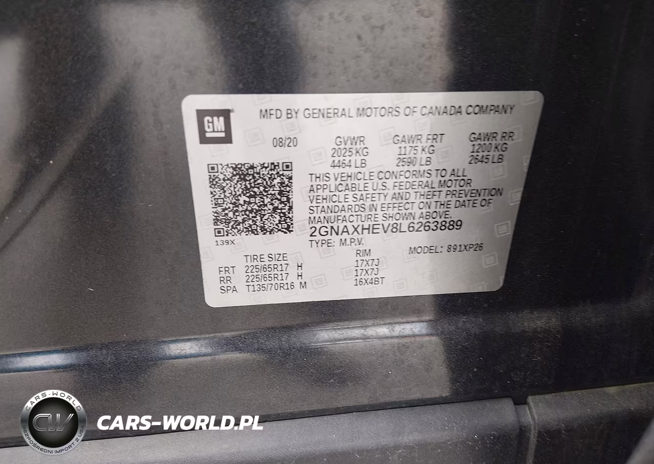 2020 Chevrolet Equinox Fwd Ls VIN:2GNAXHEV8L6263889 - 9