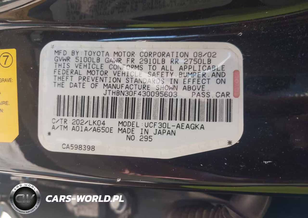 2003 Lexus Ls 430 VIN:JTHBN30F430095603 - 9