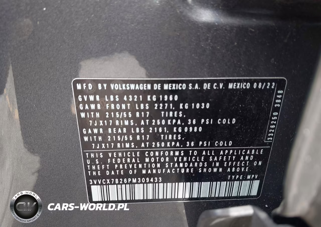 2023 Volkswagen Taos 1.5T S VIN:3VVCX7B26PM309433 - 9