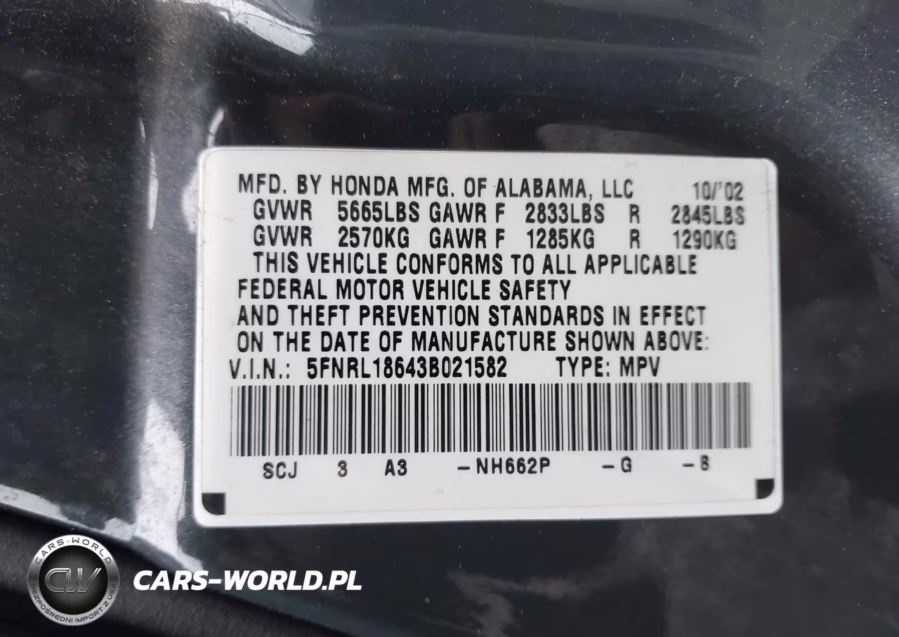 2003 Honda Odyssey Ex VIN:5FNRL18643B021582 - 9