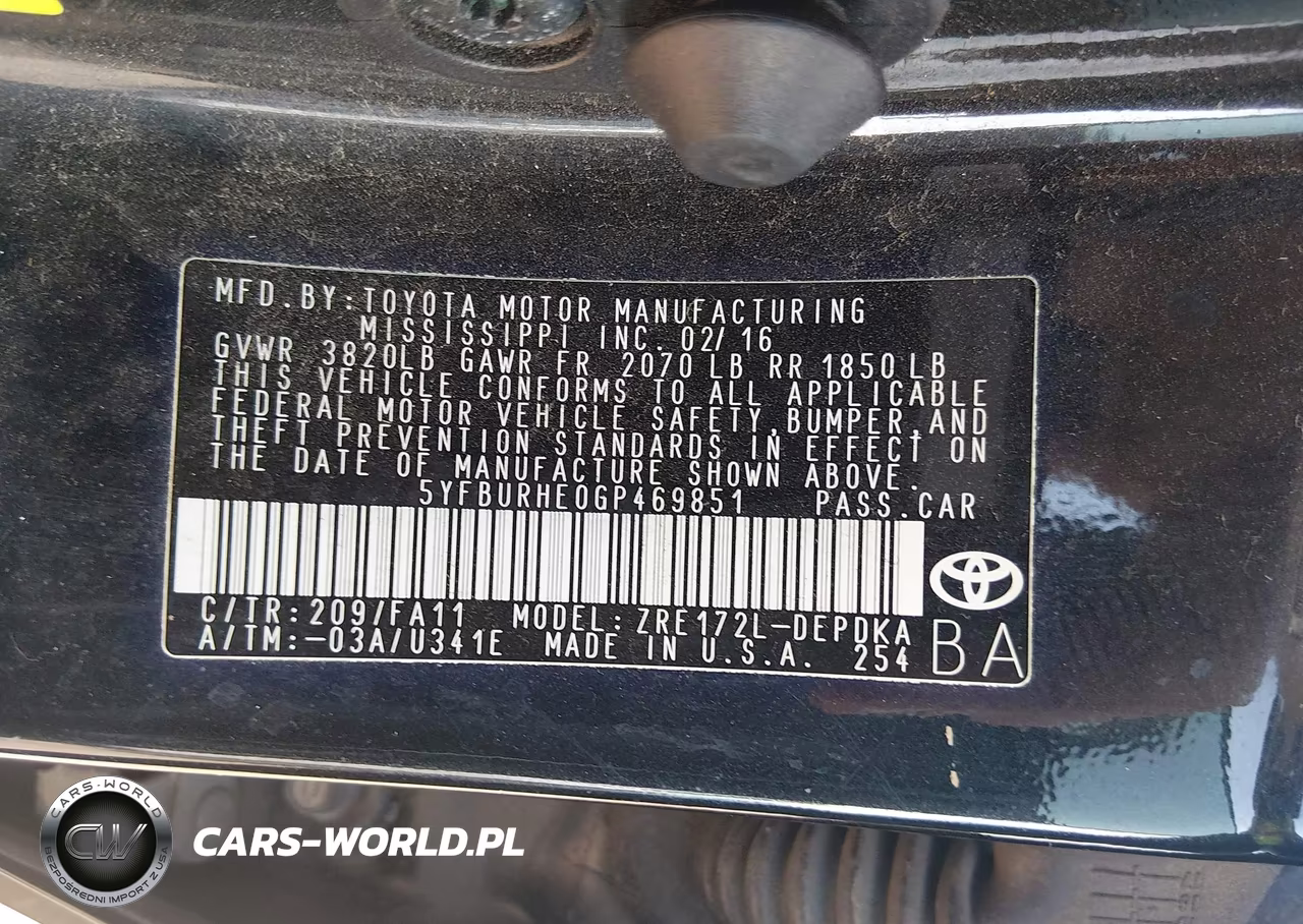 2016 Toyota Corolla L VIN:5YFBURHE0GP469851 - 9