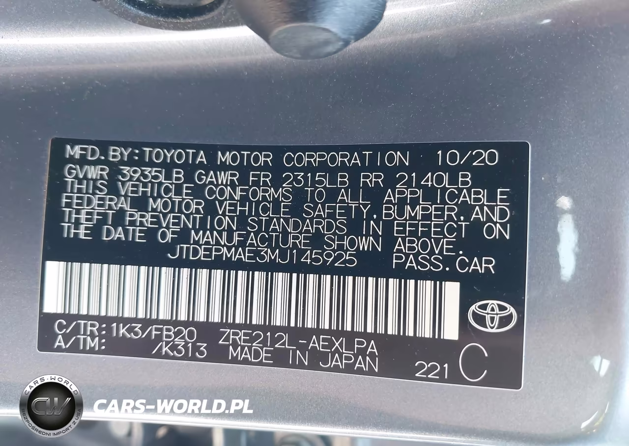 2021 Toyota Corolla Le VIN:JTDEPMAE3MJ145925 - 9